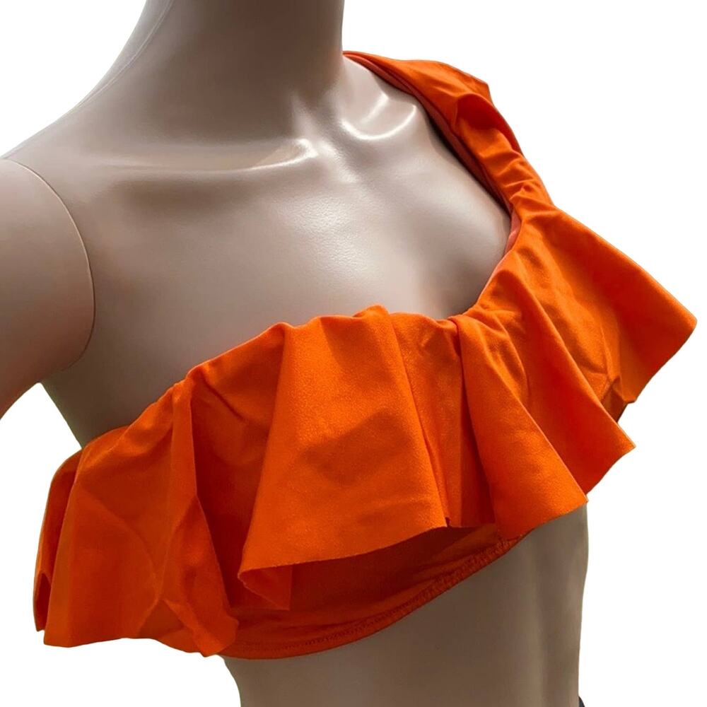 Nicolita Bikini Top XL Rumba Orange Ruffle One Shoulder Swim Top Sexy New